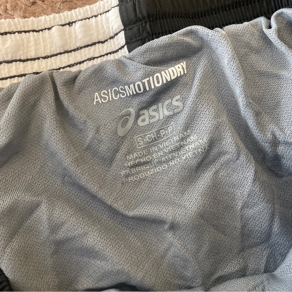Asics Motion Dry Athletic Running Shorts Drawstring Pockets Black White S - Picture 3 of 3